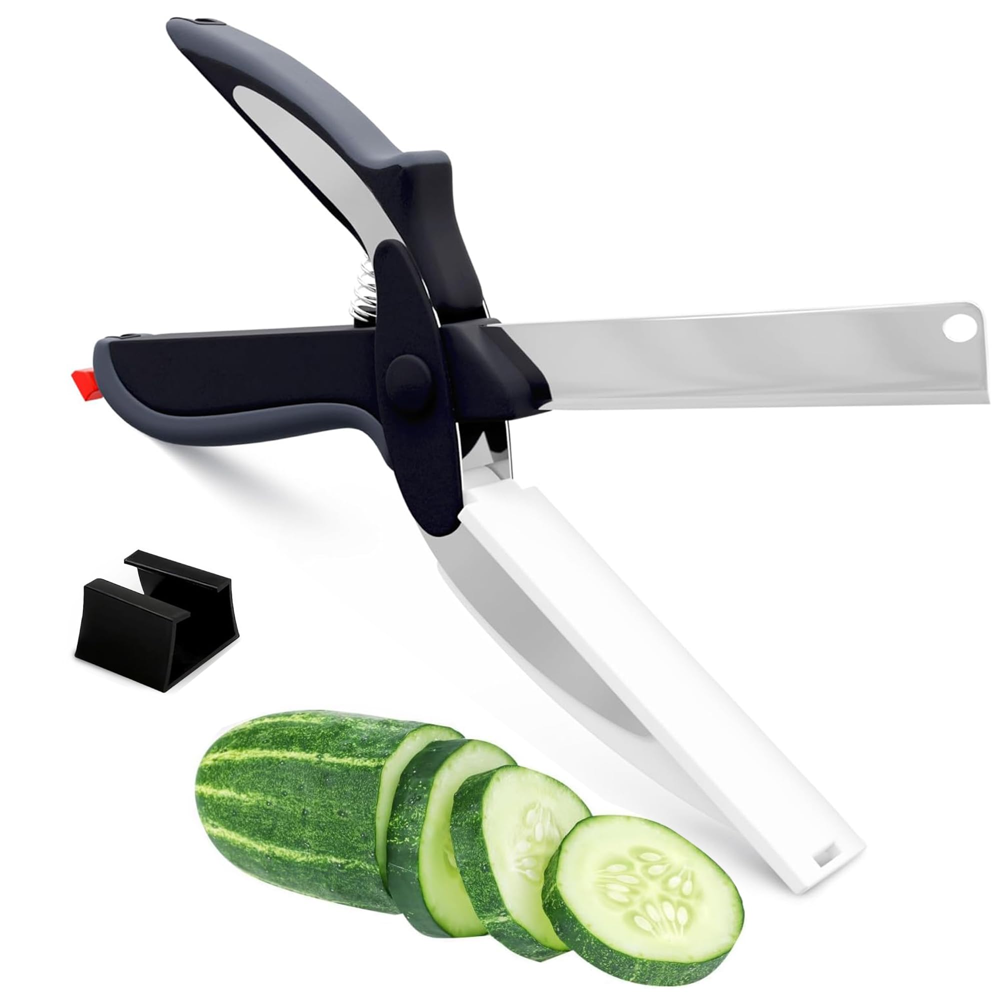 Photo 1 of 2 in 1 Cutting Board Scissors for Food - 9.5" Detachable Cheese Scissors with Cutting Board and Stainless Steel Blade - Easy-to-Use Veggie Cutter with Safety Lock, Suitable for Fruits and Vegetables