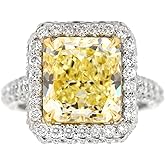 Ring GIA Certified Solitaire Fancy Yellow Cut Cornered Rectangular Modified Brilliant Natural Solitaire Diamond 5.08ct. 18K White & Yellow Gold.