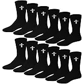 Multivana 16 Pairs Christian Cross Socks Bulk Religious Elastic Crew Socks Christian Gifts for Men Women