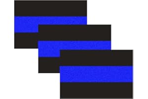 CREATRILL 3 Pack Reflective Police Thin Blue Line Bumper Decal Stickers 4" x 2.6" | Compatible with Cars & Trucks, Honoring Police Law Enforcement Vinyl Window Laptop Tape
