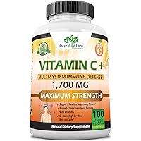 Vitamin C 1,700 MG with Vitamin D3, Zinc, Elderberry, Ginger Root - Maximum Strength Multi System Immune Support- 100…