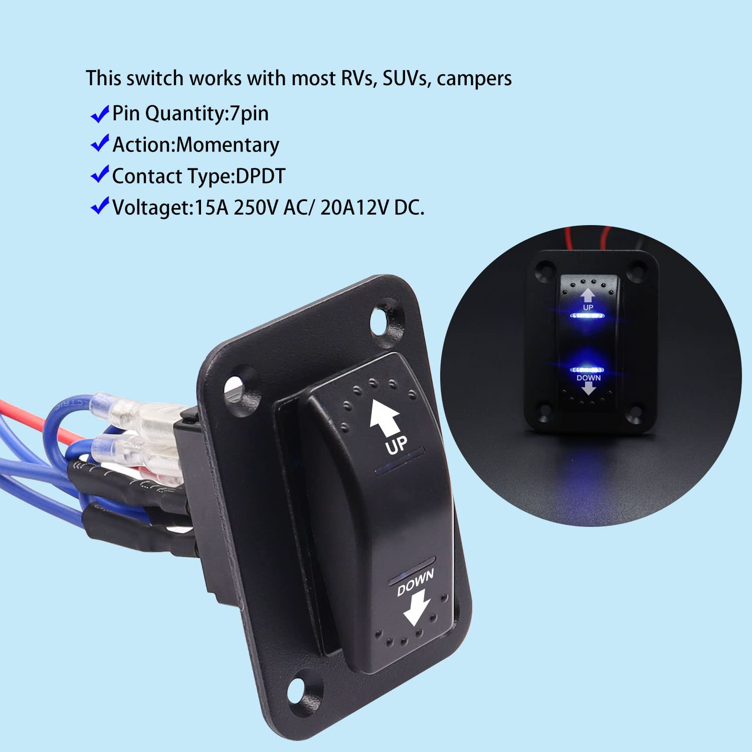Mua 20A 12V Polarity Reversing Momentary Rocker Switch DC Motor Control ...