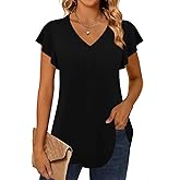 MLXSJ Women 2025 Summer Tops Short Sleeve T Shirts Casual V Neck Blouses Cute Loose Fit Tunic