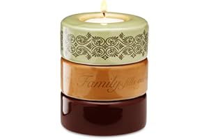 Calla-Trio by Pavilion Gift Stackable Tea Light Candle Holder, Family Sentiment, 4-Inch Tall