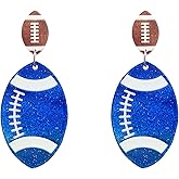 QIAOLEHUI Acrylic Rugby Stud Earrings for Women Handmade Lightweight Rugby Dangle Drop Earrings Sport Lover Jewelry