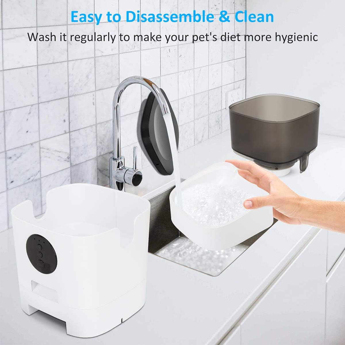 Kitchen & Dining : TTPet Automatic Cat Feeder with App Control, Timed Dog Food Dispenser, 4L Capacity, Bluetooth Enabled, Portion Control, Voice Recording, Timer Programmable up to 8 Meals a Day : 