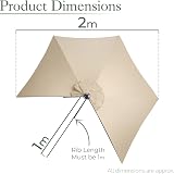 CHRISTOW Replacement Parasol Canopy 2.7m Hexagonal 6 Arms UV 30+ Taupe view 6
