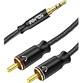 SOLMIMI 3.5mm to RCA Audio Cable Braided-3.5mm to 2-Male RCA Adapter Audio Stereo Cable Lossless Stereo RCA to Aux Y Splitter