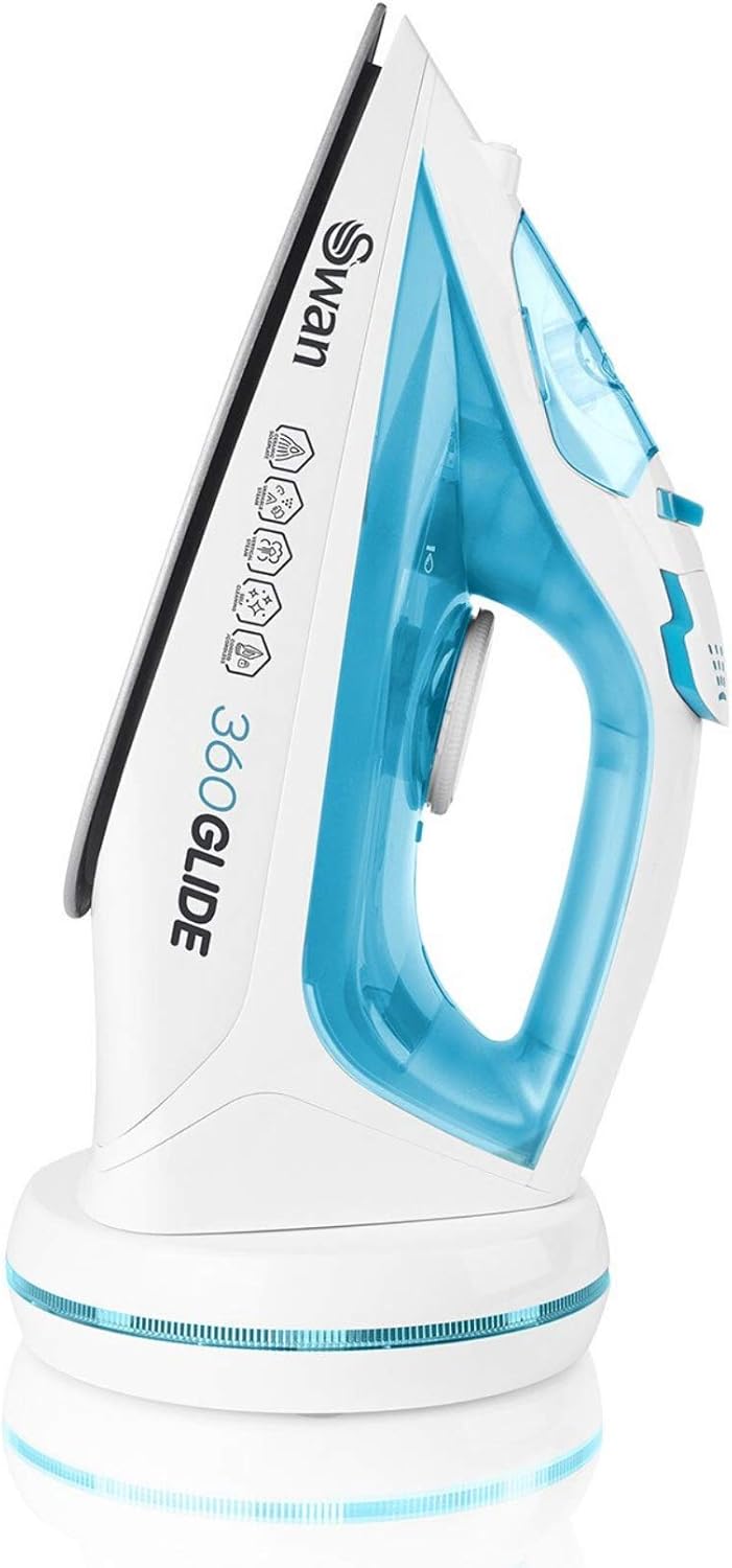 Swan SI16410N 2-in-1 Cord or Cordless Steam Press Iron, Non-Stick Ceramic Soleplate, 2800W, Blue