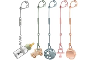 NEARBYME Toy Safety Straps, Silicone Sippy Cup Leash for Baby, Adjustable Stretchable Sippy Cup Straps, Sippy Bottles or Pacifier to Stroller, Highchair, Car Seat, Hanging Basket (E-Mulit 5Pack)