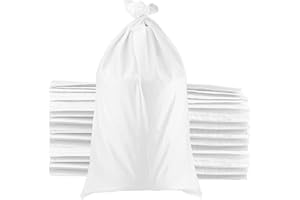 SHEUTSAN 100 Pack 17 x 28 Inch White Sandbags, Woven Polypropylene Sandbags, 70gsm Empty Sand Bags for Flood Control, Hurrica