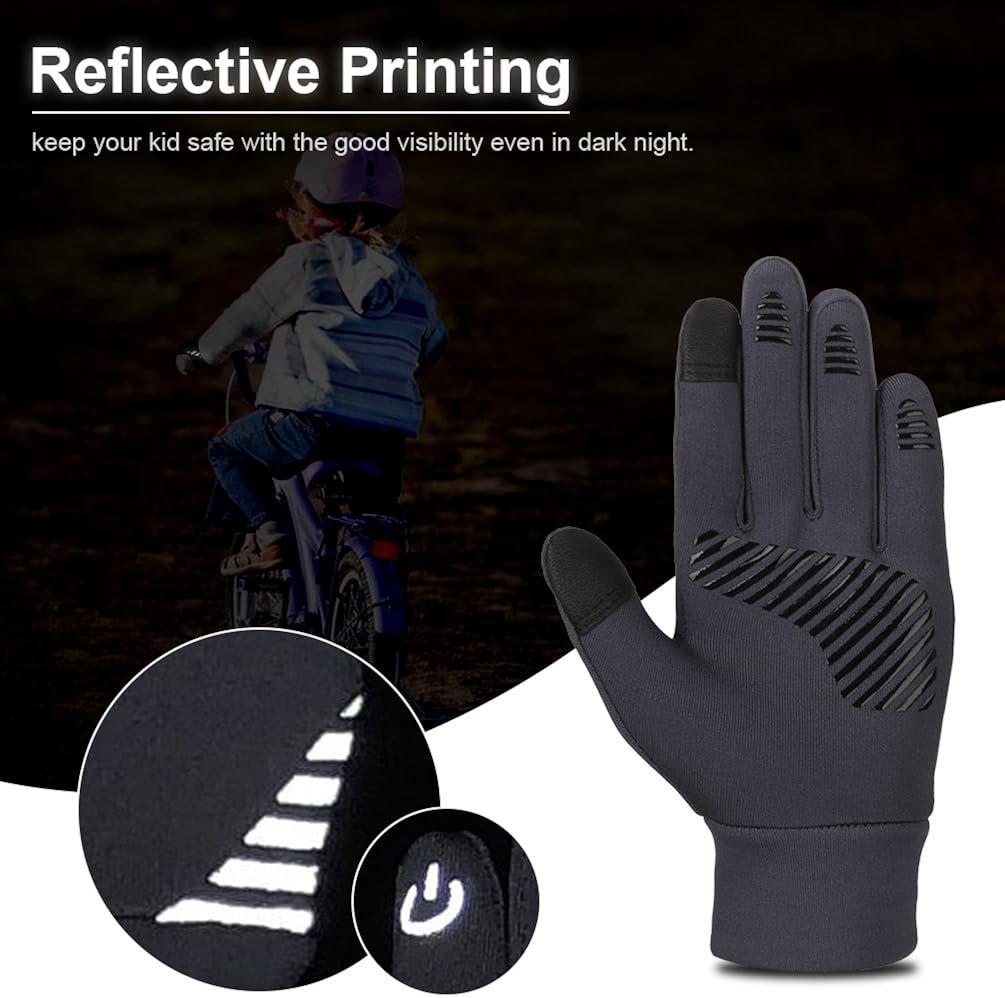 VBIGER Kids Winter Gloves Boys Girls Touchscreen Gloves Fleece Sports Gloves Bike Gloves for Children 4-10 Years: Clothing