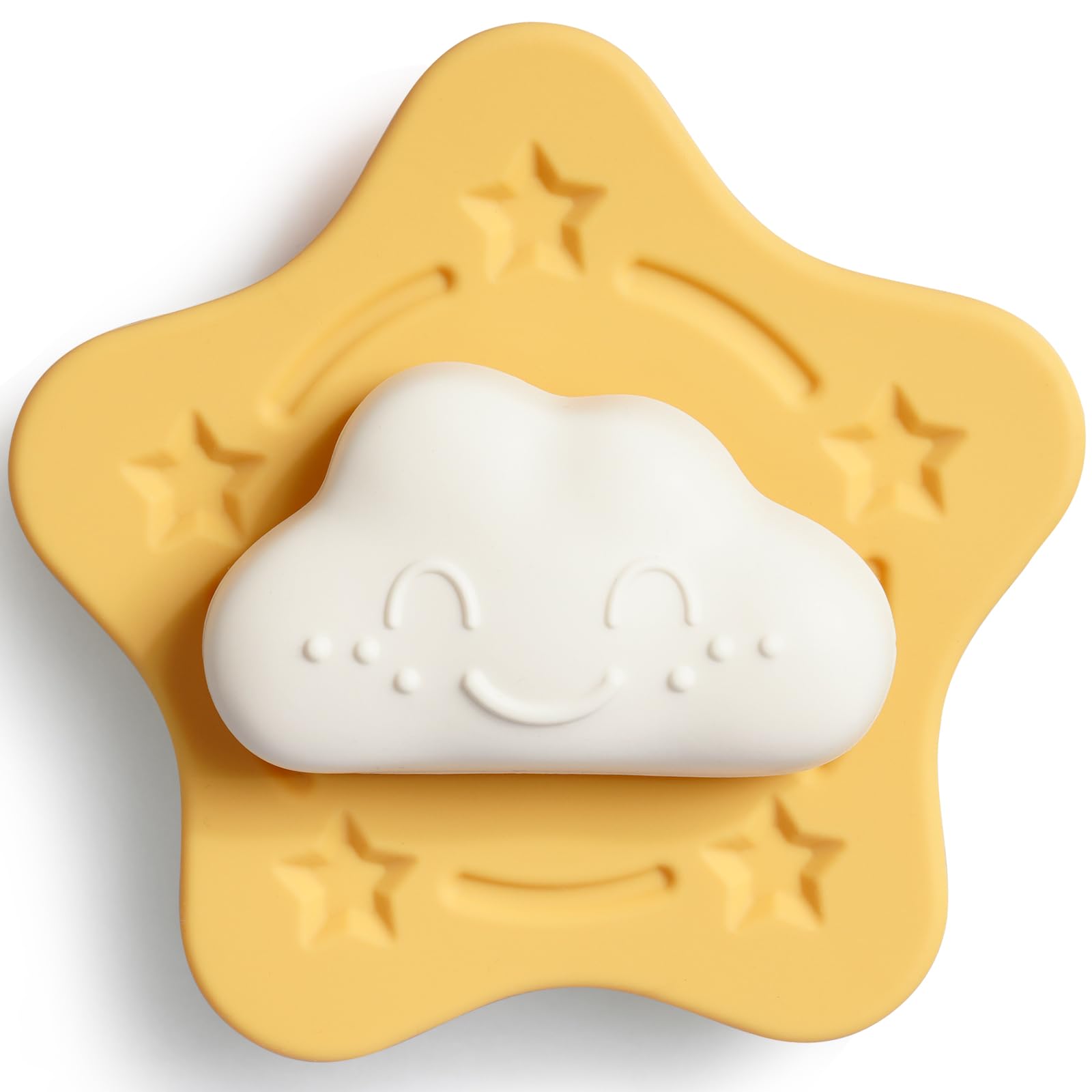 NiToy Silicone Suction Spinner Toy for Toddlers, Cloud & Star Design Sensory Spinning Toy with Suction Cup for Windows, Tubs, Airplane Travel, Highchair, BPA-Free Teething-Safe Baby Fidget Toy