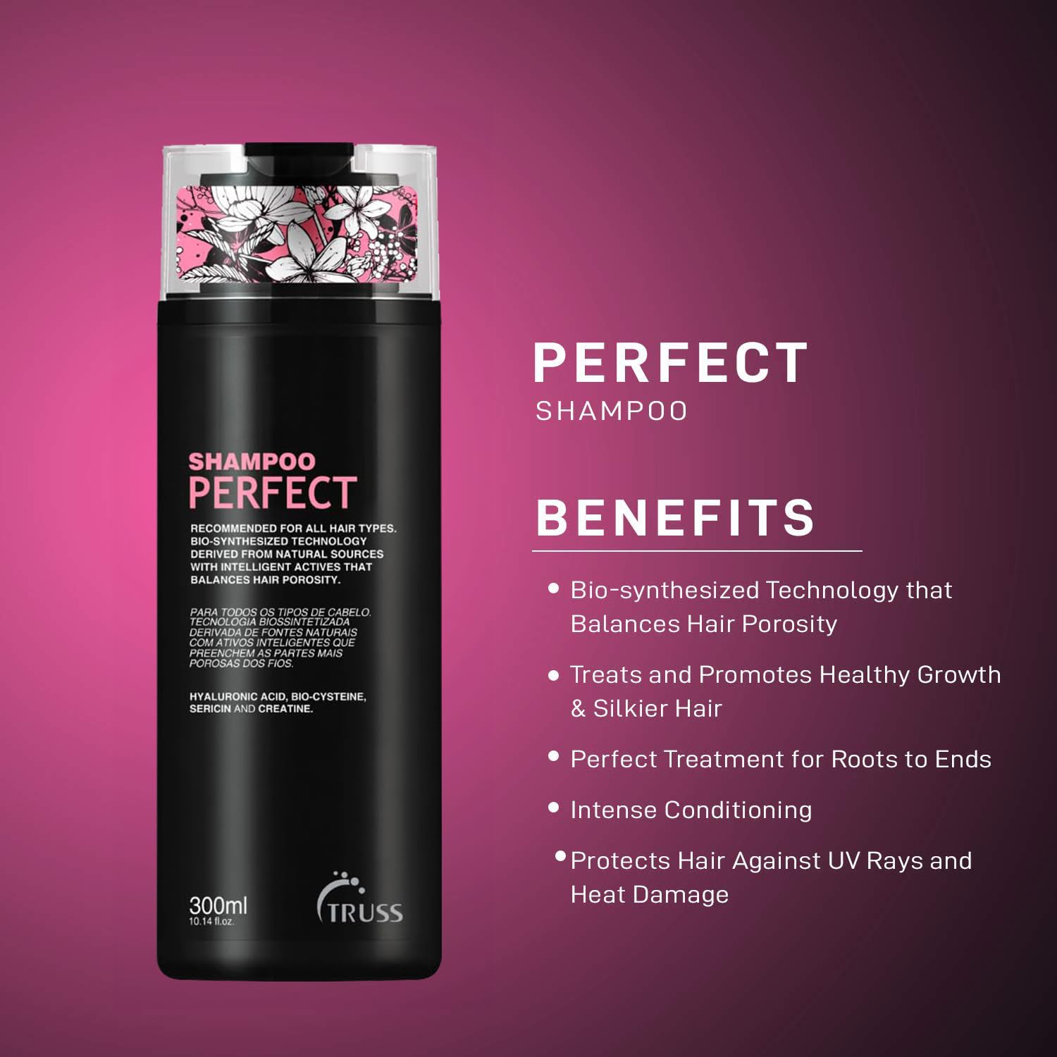 TRUSS Perfect Shampoo - For All Hair Types, Promotes Healthy Growth For Younger looking, Silkier Hair. Perfect Treatment For Roots To Ends. No Dyes, Ph Balanced