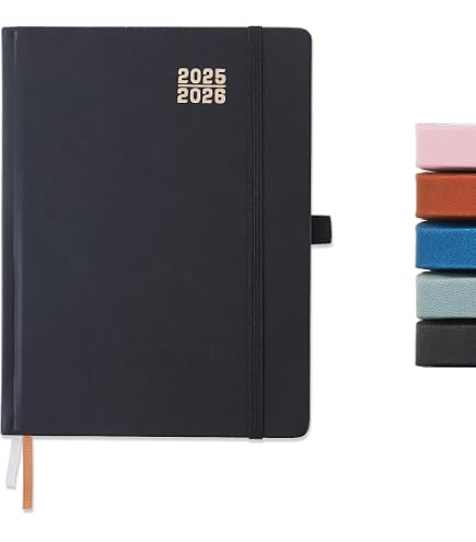 TIIKKASI 2025-2026 Weekly Planner - July To June, 8.5"x5.75", Daily Time Slots, Monthly Calendar, Faux Leather Hardcover (Macha Green)