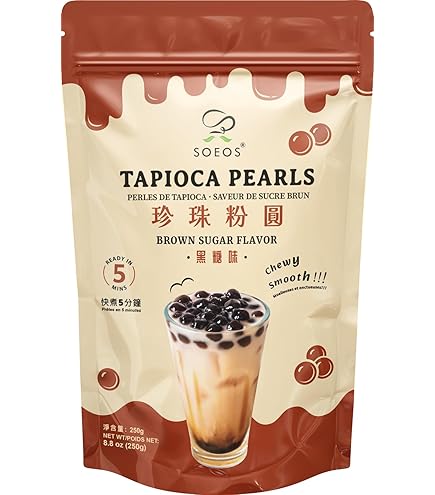 Soeos Boba Pearls, Black Tapioca Pearls 8.8 Oz, Black Sugar - View #3