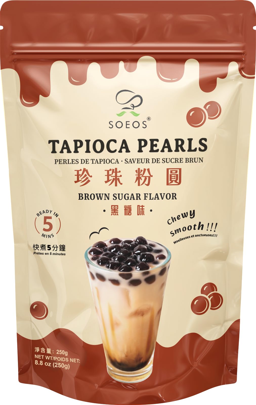 Photo 1 of *****2 PACK****Soeos Boba Pearls, Black Tapioca Pearls 8.8 oz (0.55 lb), Black Sugar Flavor Boba Pearls for Bubble Tea, Smoothies & Desserts – Sweet, Chewy, and Ready to Cook