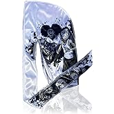 Silky Deluxe Anime Durag with Long Wide Tails - Satin Smooth Du Rag Fabric for Comfort Compression