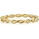 BLOSSOM & HUE Woven Braided Stacking Ring | 18k Gold | Thin Dainty Band | Infinity Twist Eternity Edition | .925 Sterling Silver