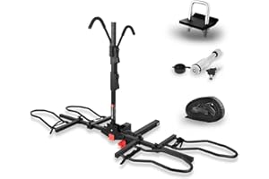 FORWODE 2" Hitch Mount Bike Rack Fits Up to 180 lbs Capacity Bicycle Carrier Platform Style for Car SUV Truck Standard and Fat Tire Tilting Electric Bike Racks with Locking Hitch and Bike Lock