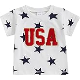 Toddler Baby Boy Girl 4th of July Shirt USA Stars Short Sleeve T-Shirt Tops Fourth of July Outfit Memorial Tee