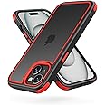 Mobnano Compatible with iPhone 15 Case, with Multicolor Protective Shockproof Bumpers, Crystal Clear Back Not Yellowing Anti-Scratch Hard PC Back & Soft Silicone TPU Frame Cover - Black/Red