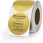 YIKIADA Gold Circle Thermal Labels Vinyl 2 Inch Self-Adhesive Round Glitter Stickers Roll Waterproof Printer Decals Name Tag for QR Code DIY Office Address 200 PCS
