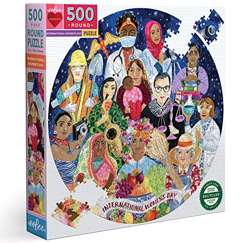 eeBoo 500 Piece Puzzle - International Women's Day Jigsaw Puzzle for Adults, Circular with 23" Diameter, Recycled Board & Vegetable-Based Ink