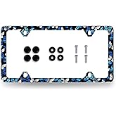 Blue Butterfly License Plate Frame Beautiful Butterflies License Plate Holder for Front and Rear Car Tags Stainless Steel Colorful License Plate Cars Auto Parts Decoration 6.3 X 12.2 Inch