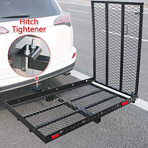 Hitch Mounted Wheelchair Scooter Carrier With Ramp and Hitch Tightener