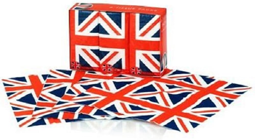Pocket Tissues 6 Packets of 3 Ply Facial Tissues- Union Jack Design