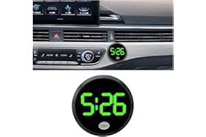 Ywdiml Car Dashboard Digital Clock, Stick On Luminous Small Vehicle Electronic Watch with LED Time Display, Touch Activated Round Automotive Clock, Universal for Sedan SUV Truck (Green)