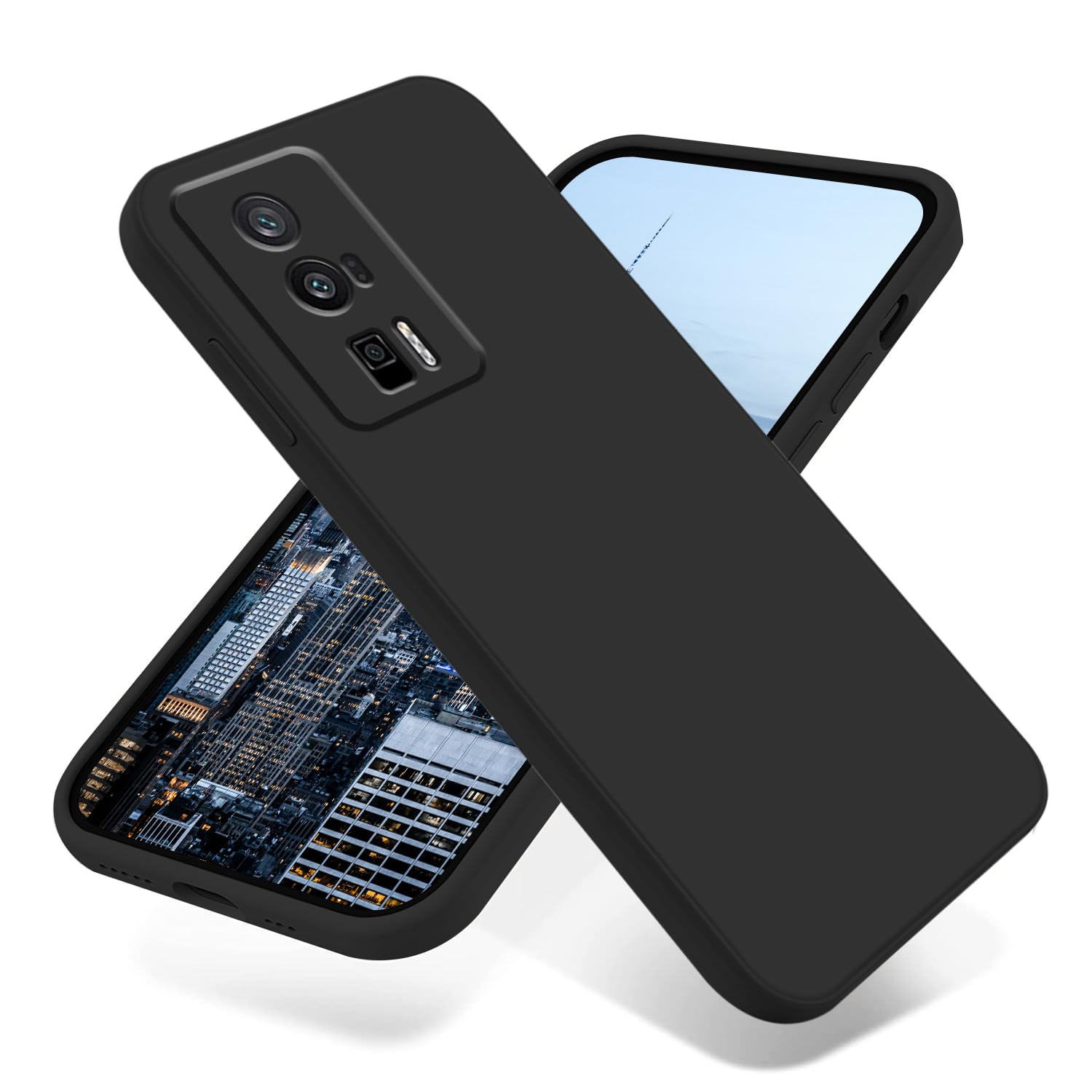 Wousunly Compatible with Poco F5 Pro Case Silicone, Slim Soft Shockproof Phone Case for Xiaomi Poco F5 Pro with Anti-Scratch Microfiber Lining Protective Cover (Black)