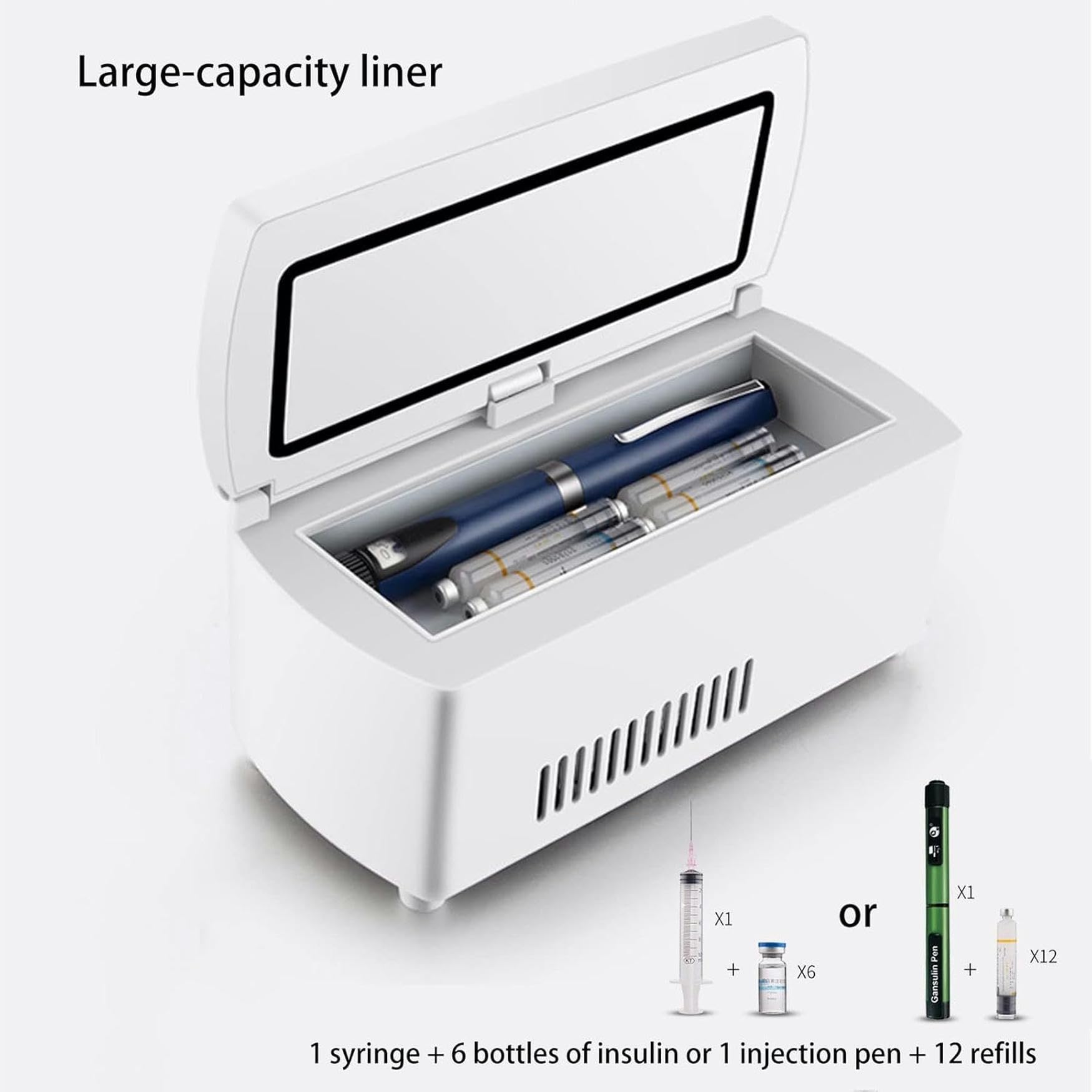 WRTYHGVGT Portable Insulin Refrigerator, Intelligent Alarm System, Drug Refrigerator, Refrigerated Container, Car Refrigerator, Multiple Power Supply Methods, Mini Refrigerator