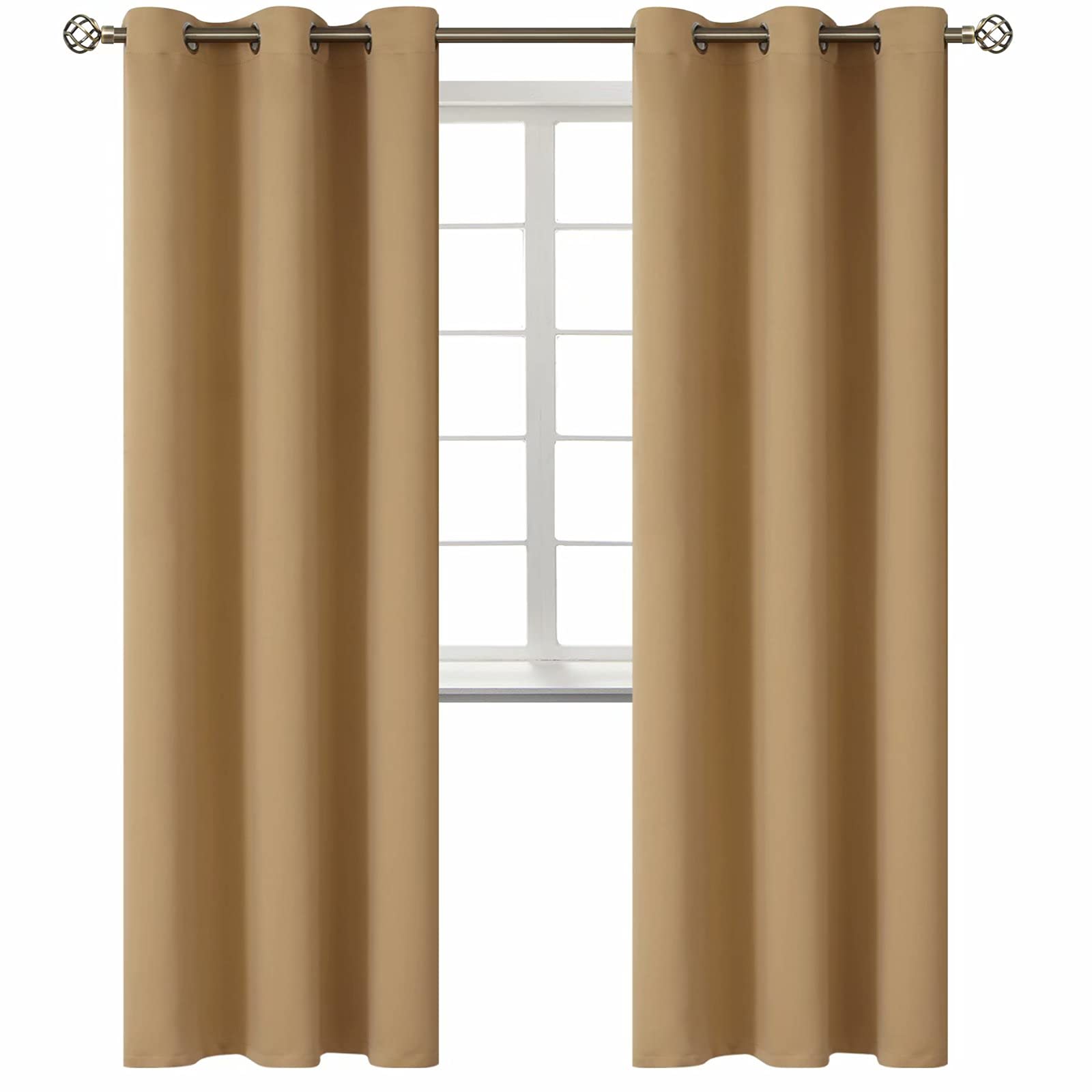 BGment Blackout Curtains for Living Room - Grommet Thermal Insulated Room Darkening Curtains for Bedroom, 2 Panels of 42 x 84 Inch, Khaki