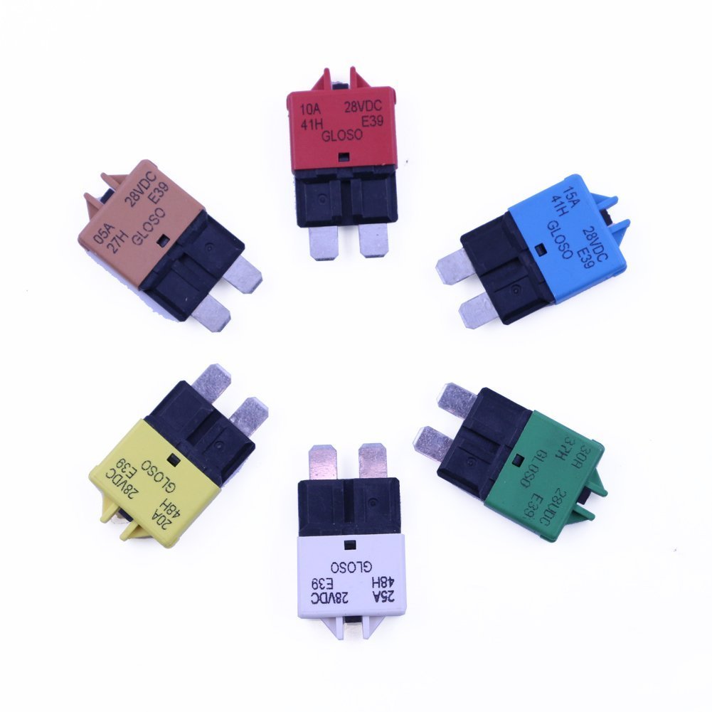 Gloaso Car Boat RV Solar 5A 10A 15A 20A 25A 30A Manual Reset Fuses Low Profile ATC Fuse Circuit Breaker E39 12V 24V DC: Industrial & Scientific