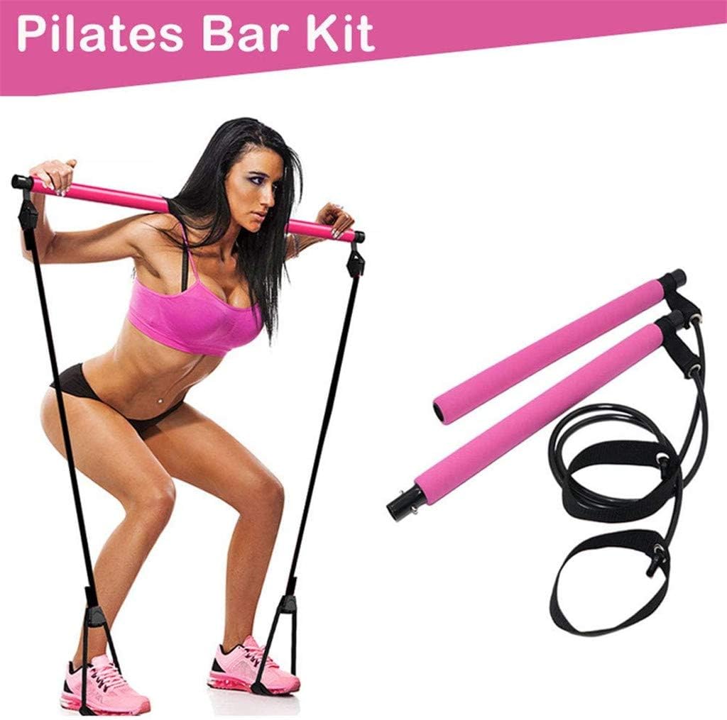 Daxuan Yoga Pilates Bar Kit with Resistance Band, Portable Pilates Stick Muscle Toning Bar Exercise Pilates Bar with Foot Loop for Total Body Home Gym Workout