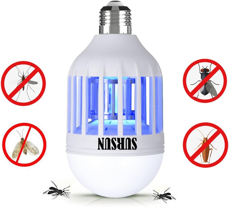 110V Mosquito Killer Lamp, Bug Zapper Light Bulb, Electronic Insect Killer, Fits in E26/E27 Light Bulb Socket, Mosquito Trap Night Lamp for Indoor Outdoor Porch Deck Patio Backyard