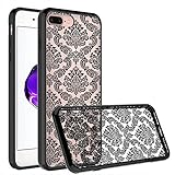 iPhone 7 Plus Case, SmartLegend Baroque Style Retro Court Lace Floral Pattern Transparent Acrylic PC Hard Back Cover with TPU Slim Bumper Ultra Hybrid Protective Case for iPhone 7 Plus 5.5