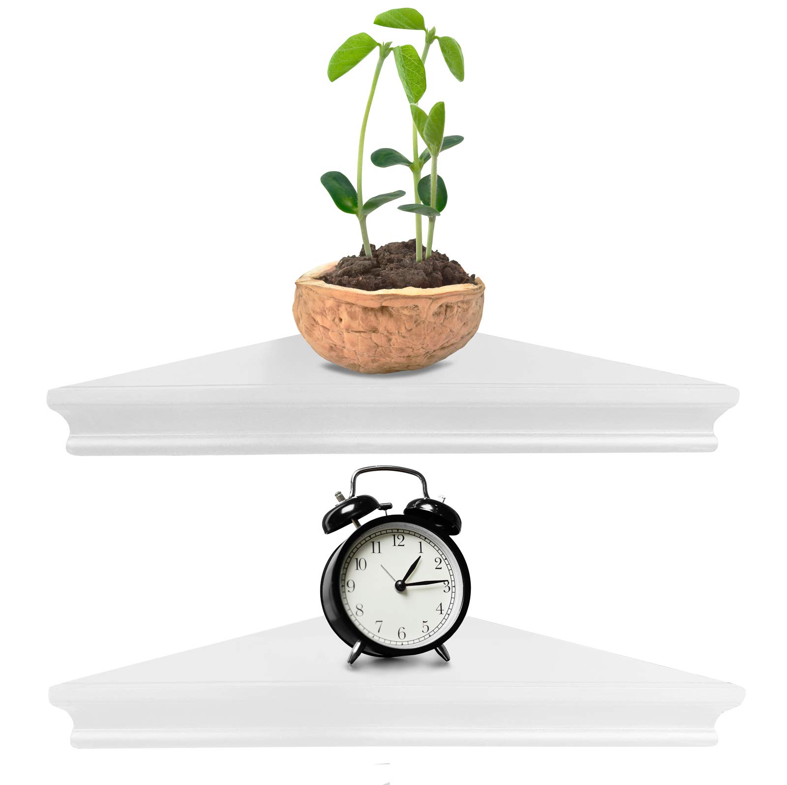 Greenco Corner Shelf, 2-Pack Floating Shelves for Wall, Easy-to-Assemble Wall Mount Corner Shelves for Bedrooms and Living Rooms, 2 Count, White Finish