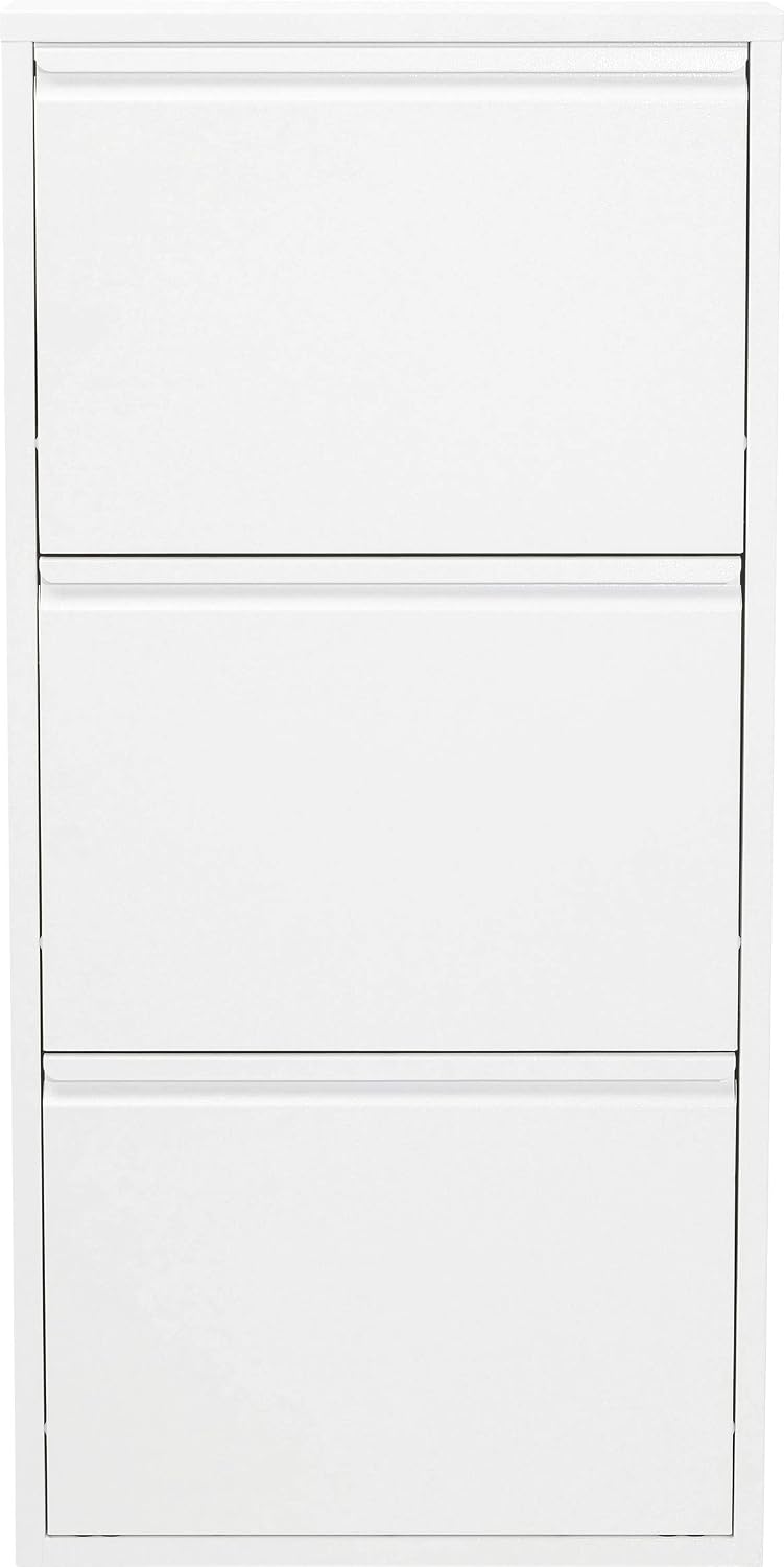 Kare Design Shoe cabinet Caruso, White, 104x50x15 cm, Tilting shoe cabinet, Shoe storage, with 3 flaps, for 6 works of shoes - Image 5
