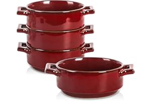 vicrays Ceramic Soup Bowls with Handles, 24 Oz Porcelain Soup Crocks for French Onion Soup, Cereal, Beef Stew, Chill, Pasta, 