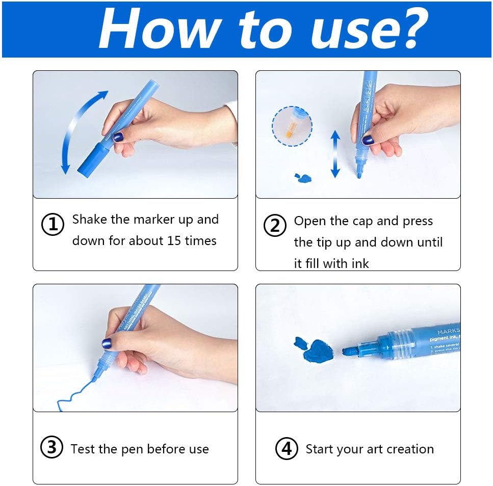 Acrylic Paint Pens for Rocks Painting, Ceramic, Glass, Wood, Fabric, Canvas, Mugs, DIY Craft Making Supplies, Scrapbooking Craft, Card Making. Acrylic Paint Marker Pens Set of 12 Colors: Arts, Crafts & Sewing