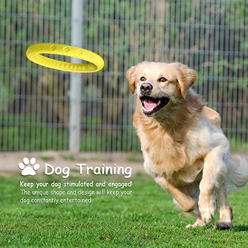 Fluffy Paws 9.7" Soft Durable Rubber Ring Dental Chewing Biting Chasing Training Toy, Yellow