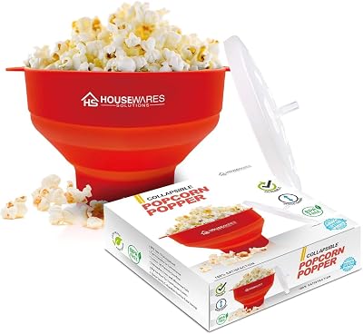 Brensten Collapsible Silicone Microwave Popcorn Popper Bowl Red