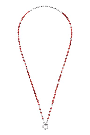 JEWELS BY LEONARDO DARLIN'S Damen-Halskette Varese, Edelstahl mit handgefertigten Glasperlen und Mini-Clip, CLIP & MIX System