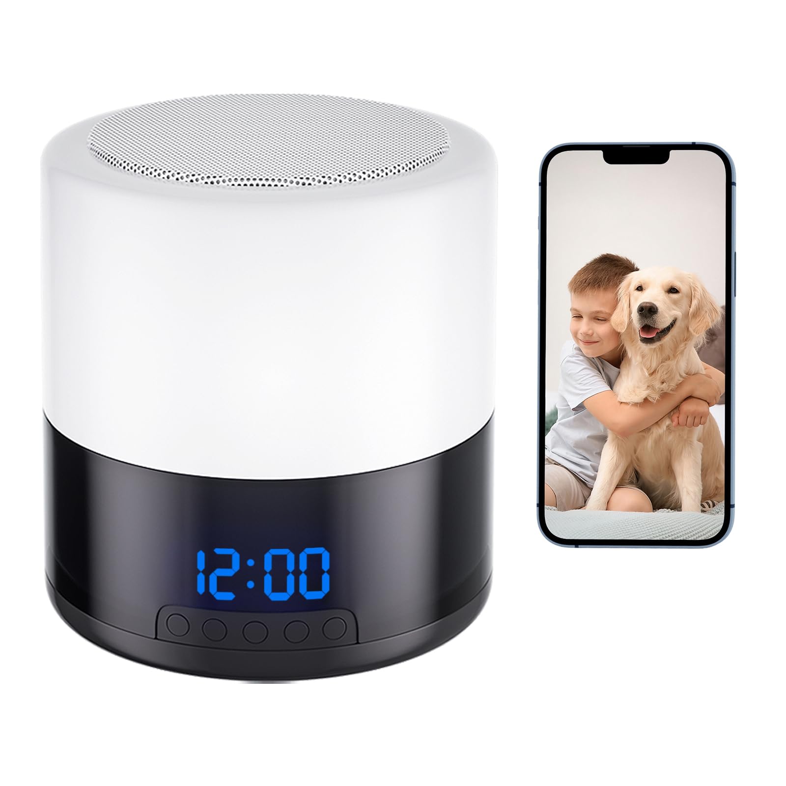 Photo 1 of Zyee Syee Security Camera with Bluetooth Speaker, 1080P Wireless Indoor Camera for Home Security/Baby/Pet, Clock Camera with Rotating Lens, 240° Viewing Angle, Night Light, Motion Detection