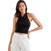 SUUKSESS Women Halter Backless Tank Tops Sexy Cowl Neck Summer Going Out Cami Tops