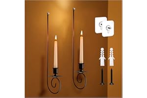 LUMINZENLUX Wall Candle Sconces Set of Two, Black Iron Candle Holder for Wall, Farmhouse Sconces with Damage-Free Mounting，Perfect for Renter