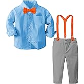A&J DESIGN Toddler Boys Suit with Suspender Baby Wedding Dress Outfit Kids Formal Clothes Set